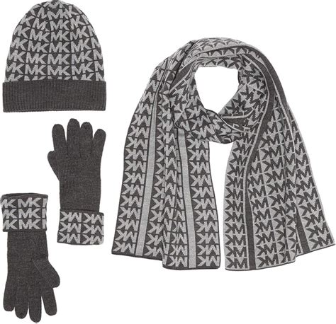 michael kors monogramed knit 3-piece set|Michael Kors Women`s Monogramed Logo Jacquard Knit Scarf, .